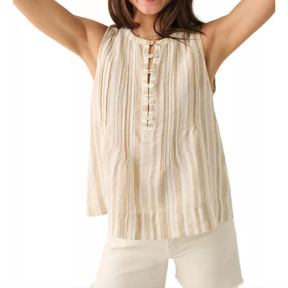 Faherty Vertical Striped Linen Tunic - Picture 2 of 7